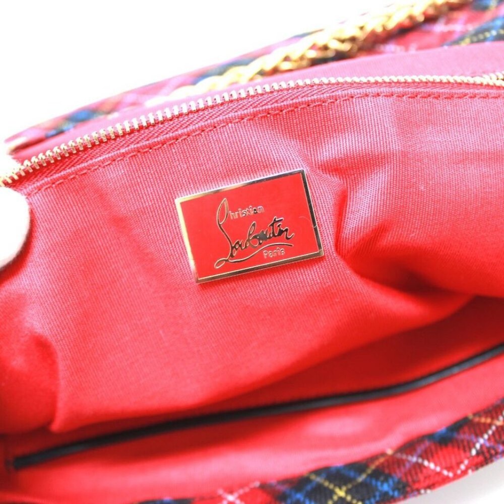 CHRISTIAN LOUBOUTIN Sweet Charity Checkered Shoulder Bag Red - Picture 2 of 14